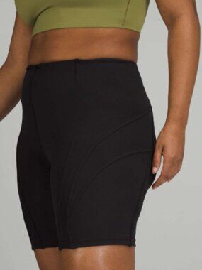 Lululemon Ribbed High-Rise Yoga Short 8", Black - Size 6